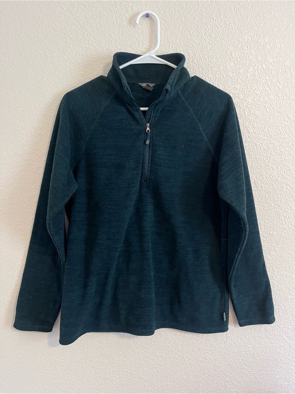 Eddie Bauer women’s emerald green half quarter zip fleece pullover sweater